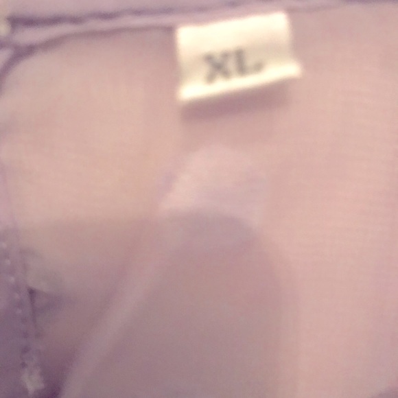 NWOT Womens Puff Long Sleeve ChiffonRuffle Mock Neck with Swiss dots. - Picture 3 of 8